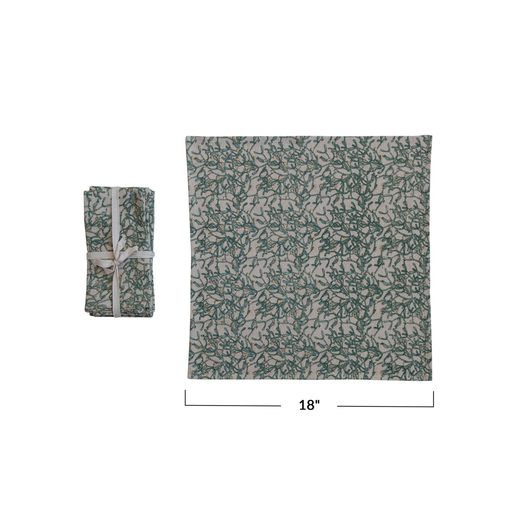 Hello Honey® 18" Natural & Green Botanicals & Gold Foil Napkins, 4ct.